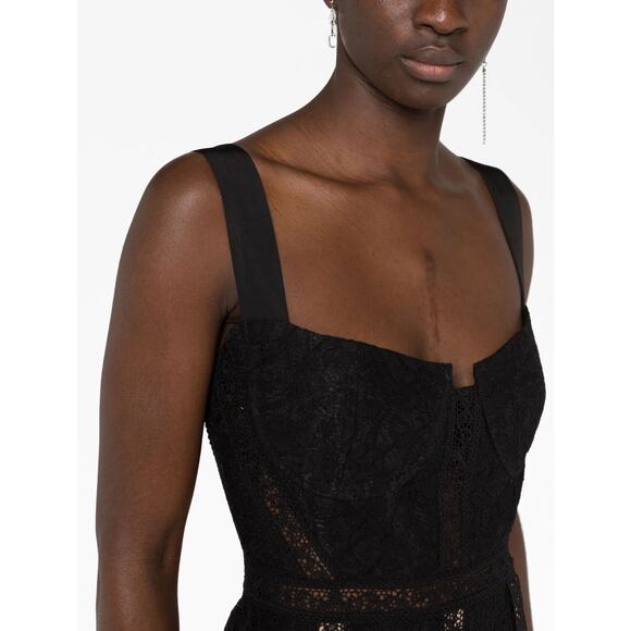 Self-Portrait NWT coquette Black floral Bodycon lace sleeveless midi dress US 4 - Picture 4 of 16